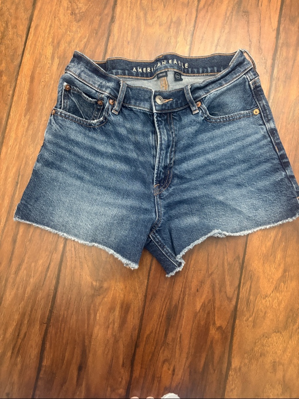 American Eagle Outfitters Dark Blue Frayed Denim Cutoff Shorts